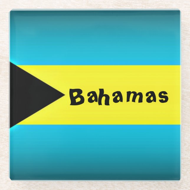 Posavasos De Vidrio Bandera de Bahamas (Anverso)