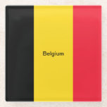 Posavasos De Vidrio Bandera de Bélgica<br><div class="desc">Bandera de Bélgica,  etiquetada</div>