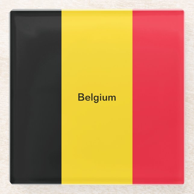Posavasos De Vidrio Bandera de Bélgica (Anverso)