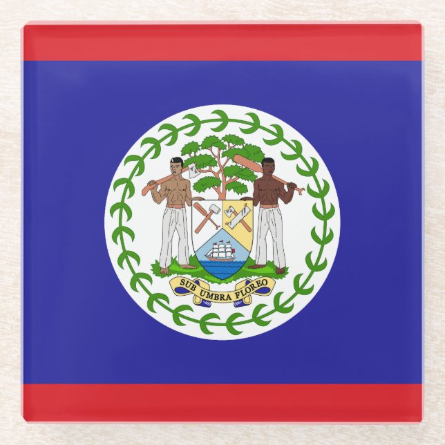 Posavasos De Vidrio Bandera de Belice (Anverso)