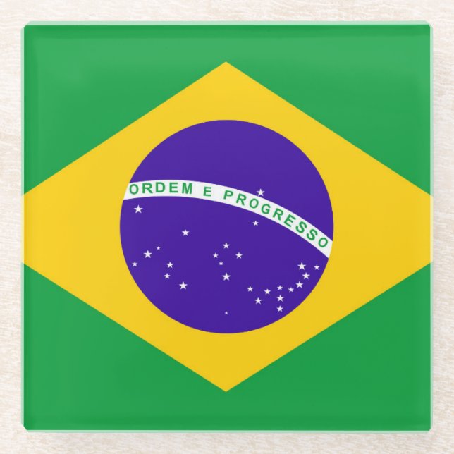 Posavasos De Vidrio Bandera de Brasil (Anverso)