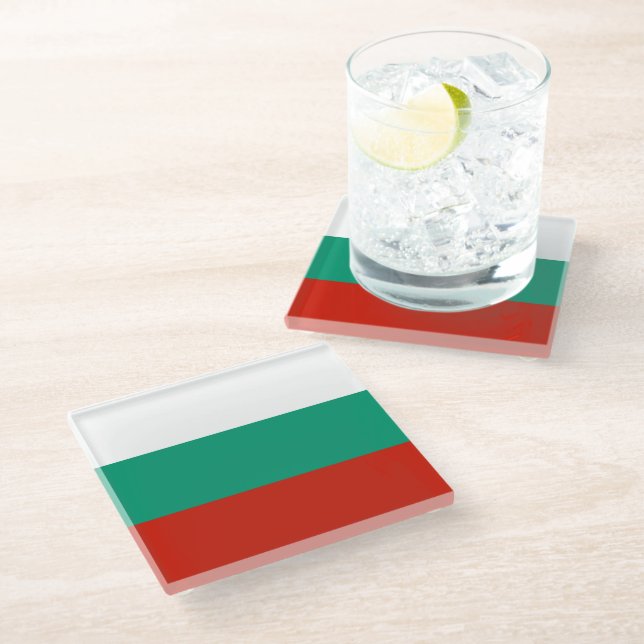 Posavasos De Vidrio Bandera de Bulgaria (Angular)