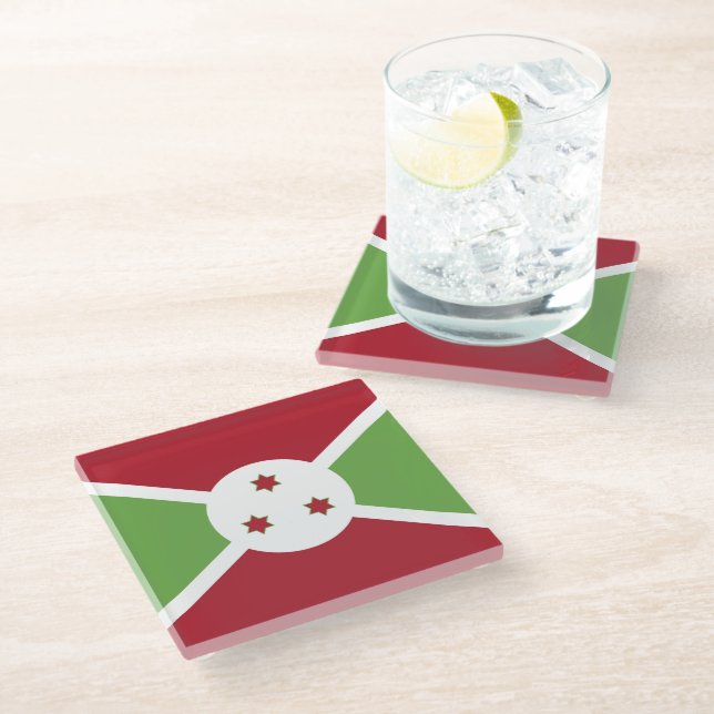 Posavasos De Vidrio Bandera de Burundi (Angular)