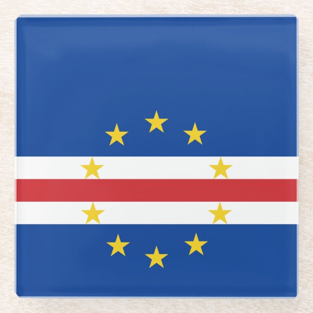 Posavasos De Vidrio Bandera de Cabo Verde (Anverso)