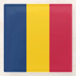 Posavasos De Vidrio Bandera de Chad<br><div class="desc">Bandera patriótica de Chad.</div>