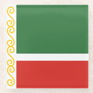 Posavasos De Vidrio Bandera de Chechenia