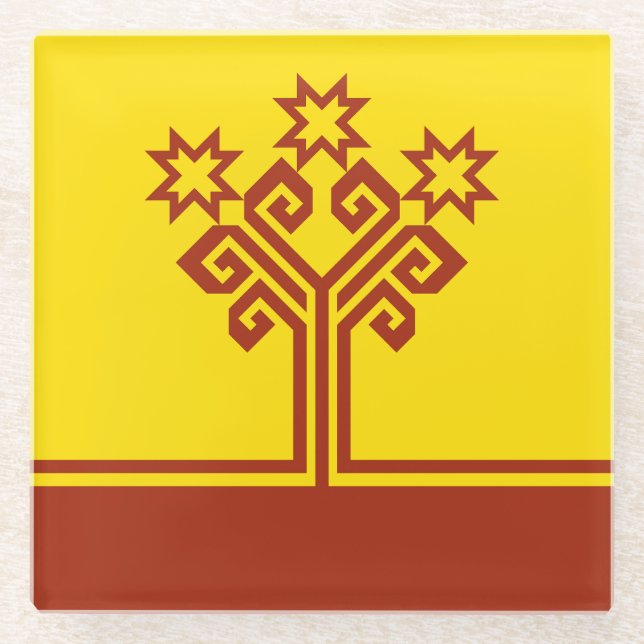 Posavasos De Vidrio Bandera de Chuvasia (Anverso)