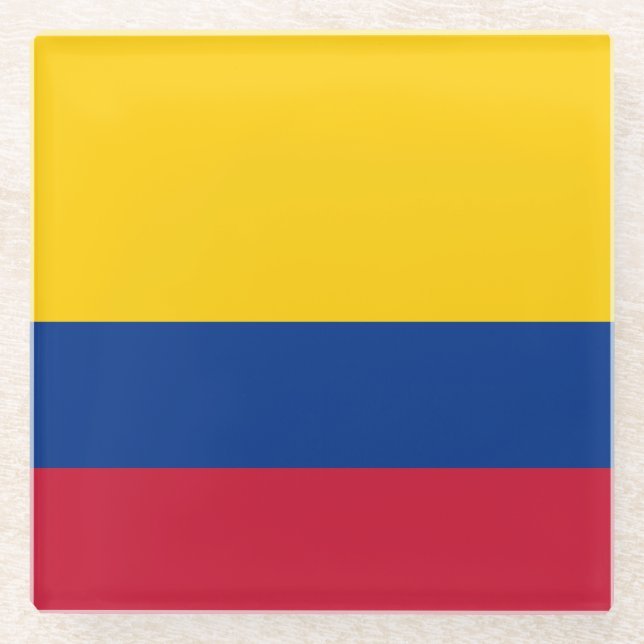Posavasos De Vidrio Bandera de Colombia (Anverso)