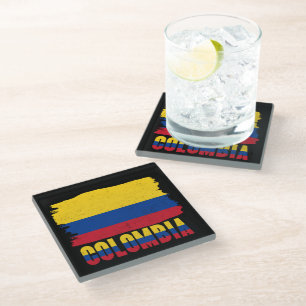 Posavasos De Vidrio Bandera de Colombia Estilo Nacional