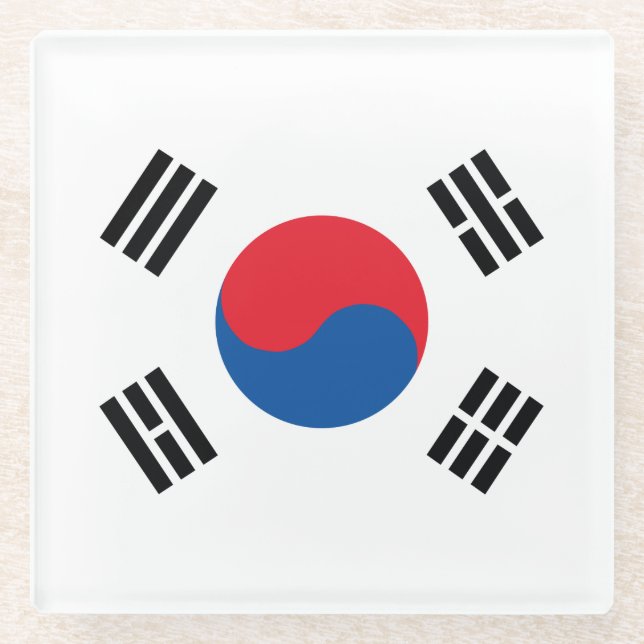 Posavasos De Vidrio Bandera de Corea del Sur (Anverso)