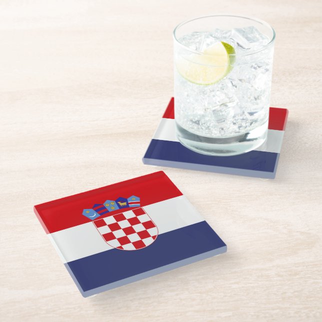 Posavasos De Vidrio Bandera de Croacia (Angular)