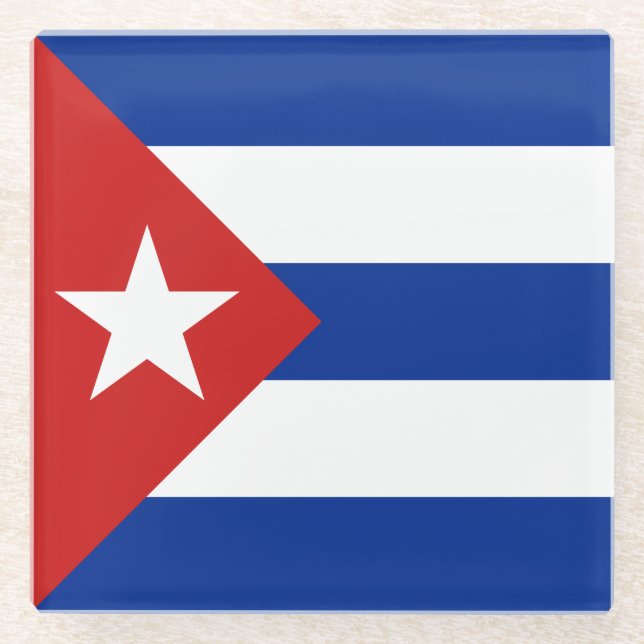 Posavasos De Vidrio Bandera de Cuba (Anverso)