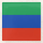 Posavasos De Vidrio Bandera de Daguestán<br><div class="desc">Bandera patriótica de Daguestán.</div>
