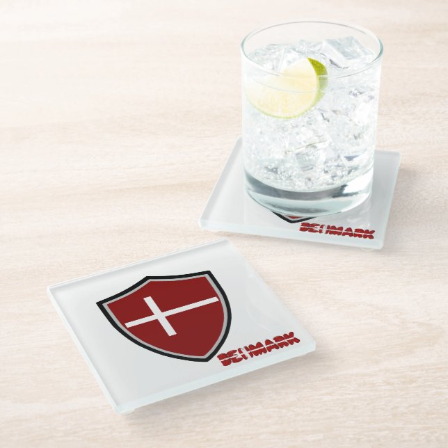 Posavasos De Vidrio Bandera de Dinamarca (Angular)