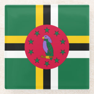 Posavasos De Vidrio Bandera de Dominica