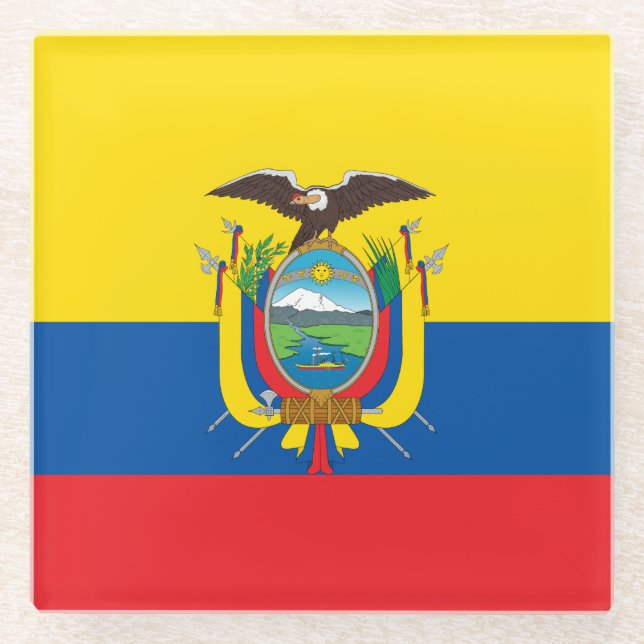 Posavasos De Vidrio Bandera de Ecuador (Anverso)