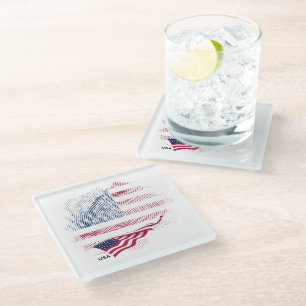 Posavasos De Vidrio bandera de EE. UU.