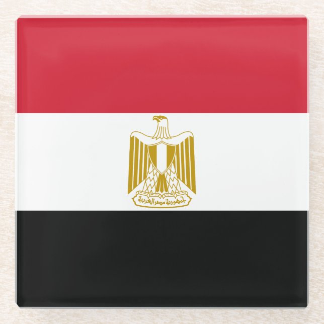 Posavasos De Vidrio Bandera de Egipto (Anverso)