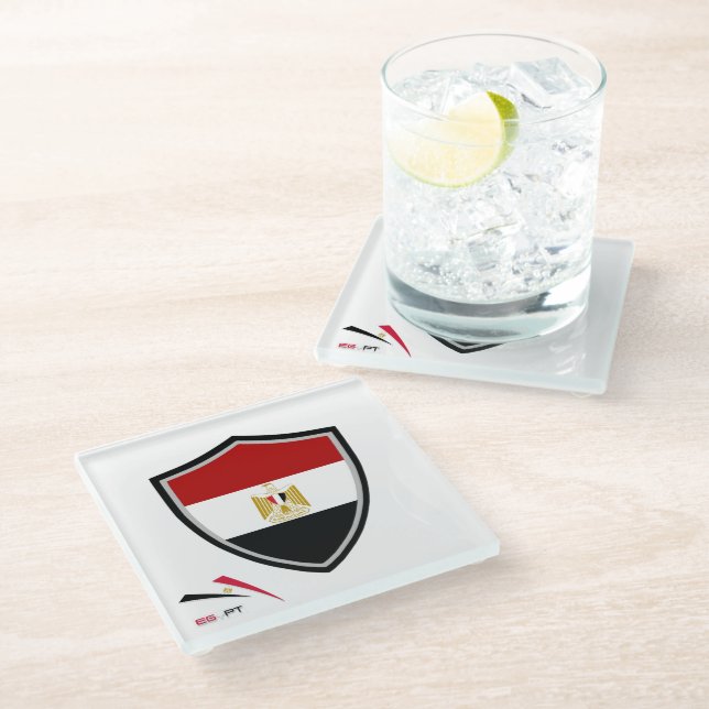 Posavasos De Vidrio Bandera de Egipto (Angular)