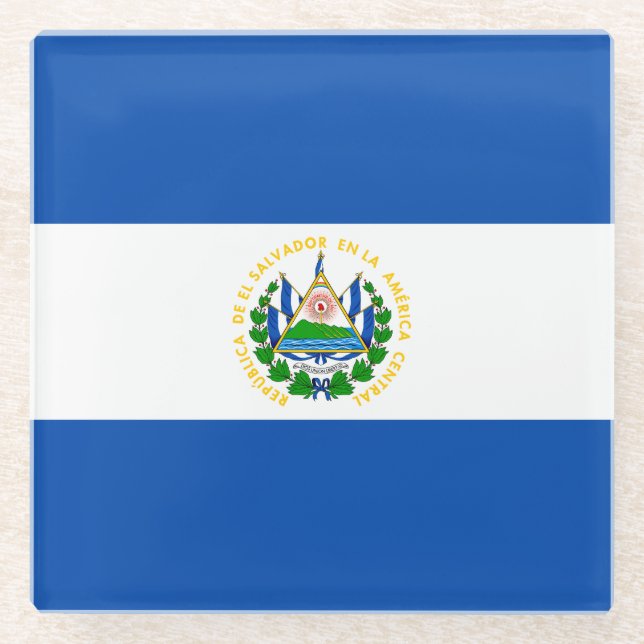 Posavasos De Vidrio Bandera de El Salvador (Anverso)