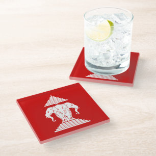 Posavasos De Vidrio Bandera de Erawan Three Heheed Elephant Lao/Laos