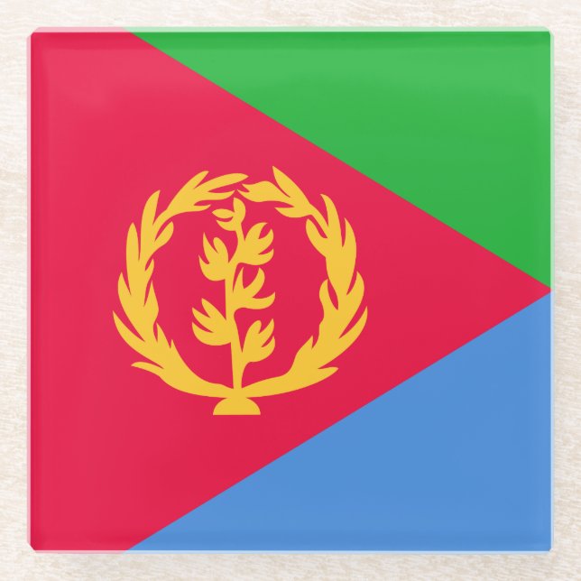 Posavasos De Vidrio Bandera de Eritrea (Anverso)
