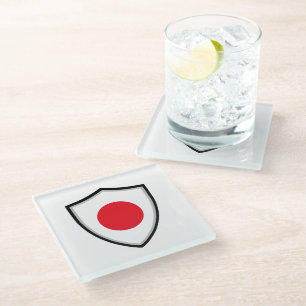 Posavasos De Vidrio Bandera de escudo japonesa