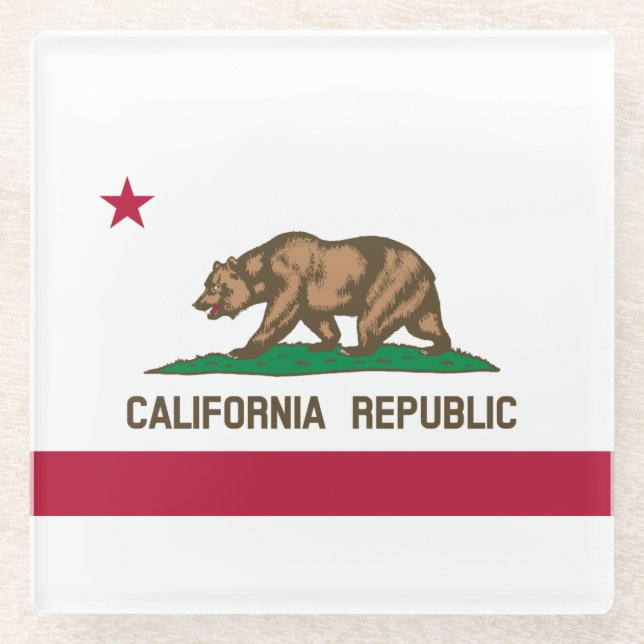 Posavasos De Vidrio Bandera de estado de California (Anverso)