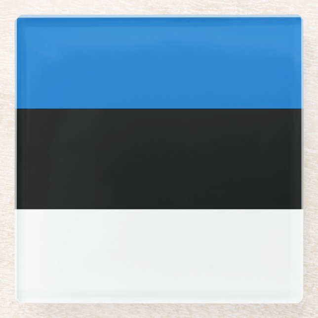 Posavasos De Vidrio Bandera de Estonia (Anverso)