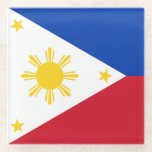 Posavasos De Vidrio Bandera de Filipinas<br><div class="desc">Bandera patriótica de Filipinas.</div>