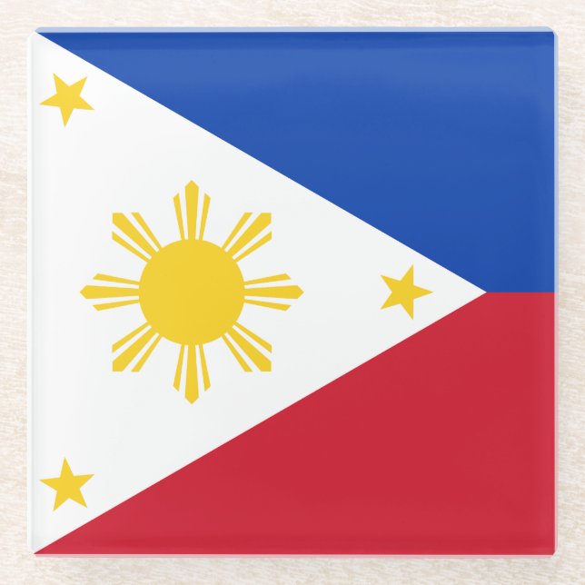 Posavasos De Vidrio Bandera de Filipinas (Anverso)