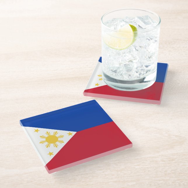 Posavasos De Vidrio Bandera de Filipinas (Angular)