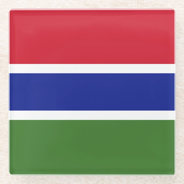 Posavasos De Vidrio Bandera de Gambia (Anverso)