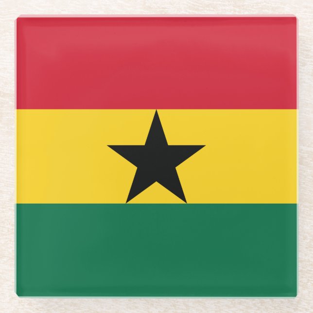 Posavasos De Vidrio Bandera de Ghana (Anverso)
