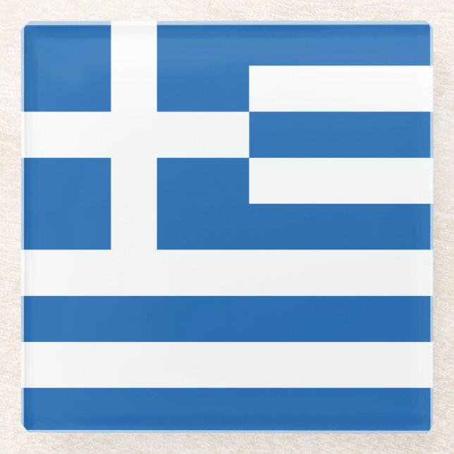 Posavasos De Vidrio Bandera de Grecia (Anverso)