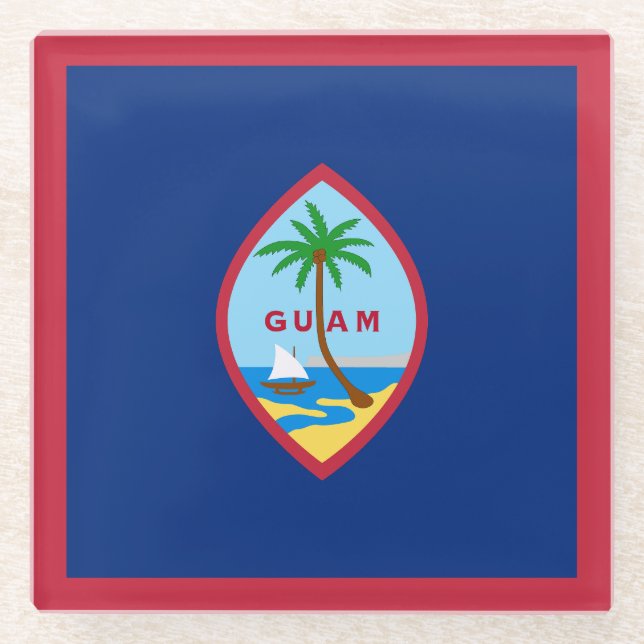 Posavasos De Vidrio Bandera de Guam (Anverso)