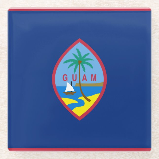 Posavasos De Vidrio Bandera de Guam (Anverso)