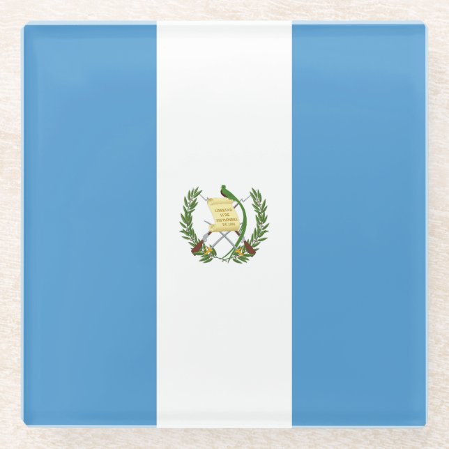 Posavasos De Vidrio Bandera de Guatemala (Anverso)