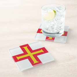 Posavasos De Vidrio Bandera de Guernsey