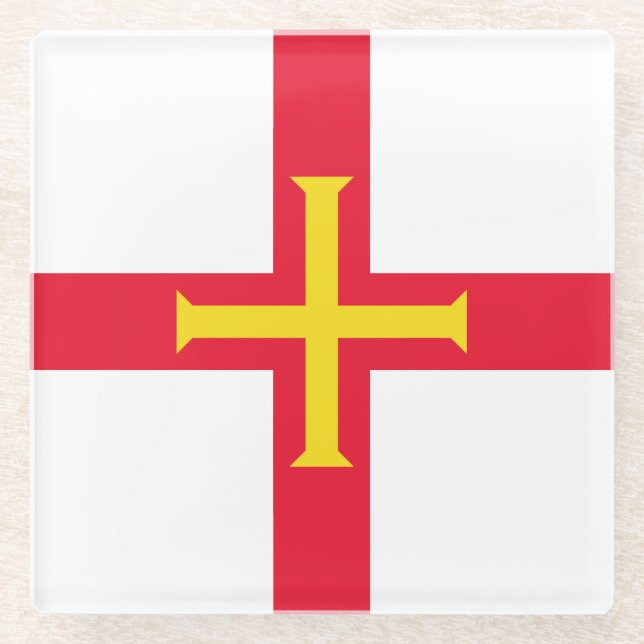 Posavasos De Vidrio Bandera de Guernsey (Anverso)