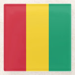Posavasos De Vidrio Bandera de Guinea<br><div class="desc">Bandera patriótica de Guinea.</div>