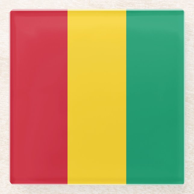 Posavasos De Vidrio Bandera de Guinea (Anverso)