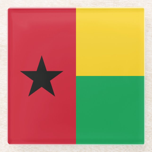Posavasos De Vidrio Bandera de Guinea Bissau (Anverso)