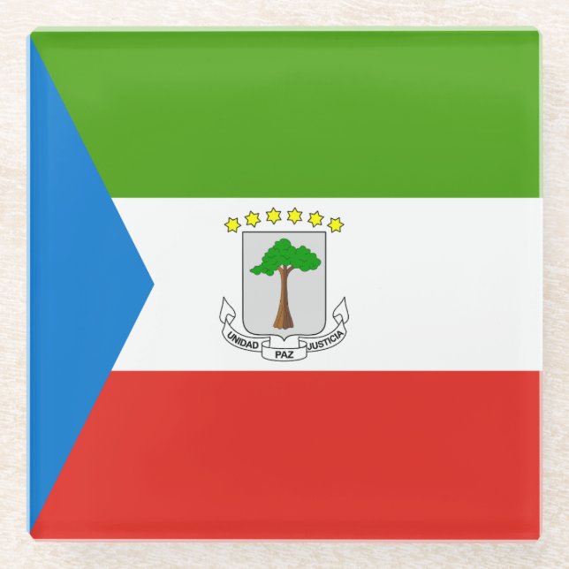 Posavasos De Vidrio Bandera de Guinea Ecuatorial (Anverso)