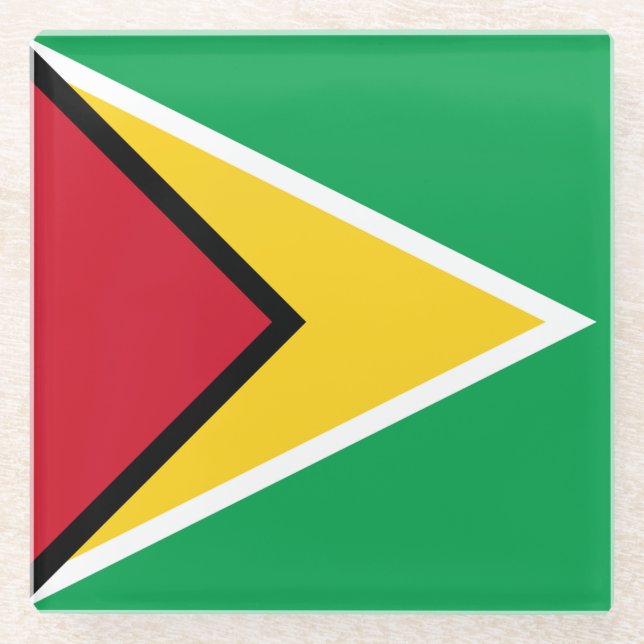 Posavasos De Vidrio Bandera de Guyana (Anverso)