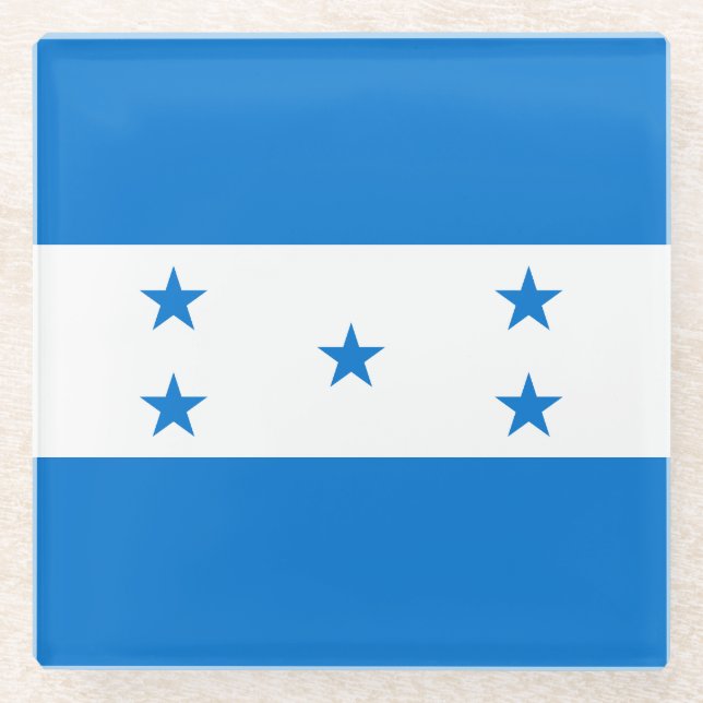 Posavasos De Vidrio Bandera de Honduras (Anverso)