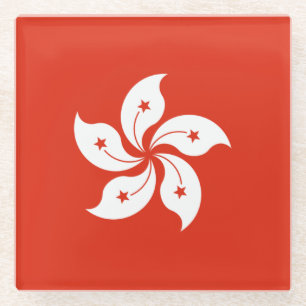 Posavasos De Vidrio Bandera de Hong Kong