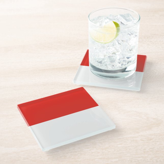Posavasos De Vidrio Bandera de Indonesia (Angular)