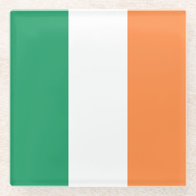 Posavasos De Vidrio Bandera de Irlanda (Anverso)