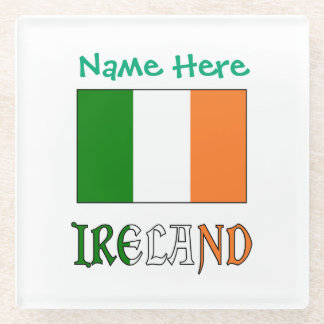 Posavasos De Vidrio Bandera de Irlanda Personalizada Patrimonio